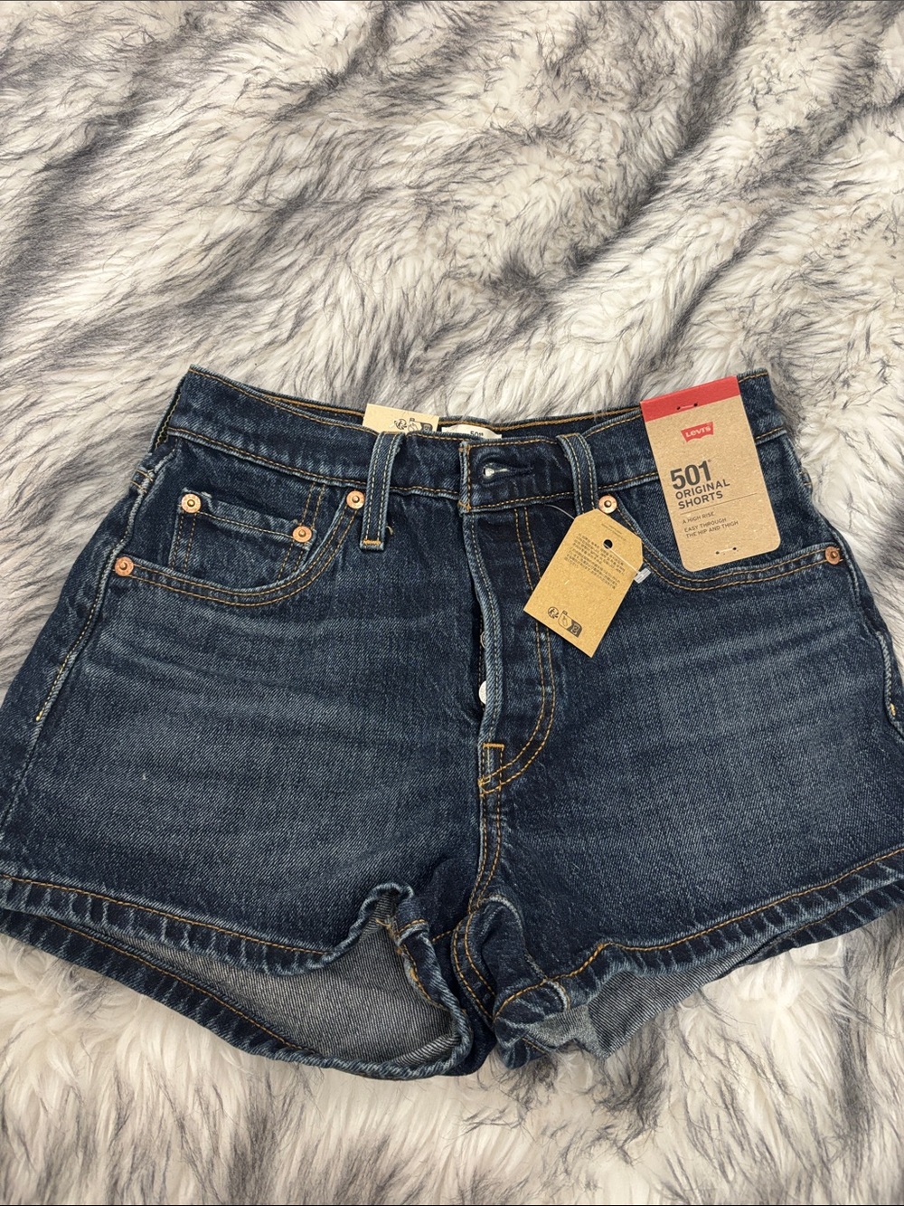 Levi's Dark Blue 501 High-Rise Jean Shorts